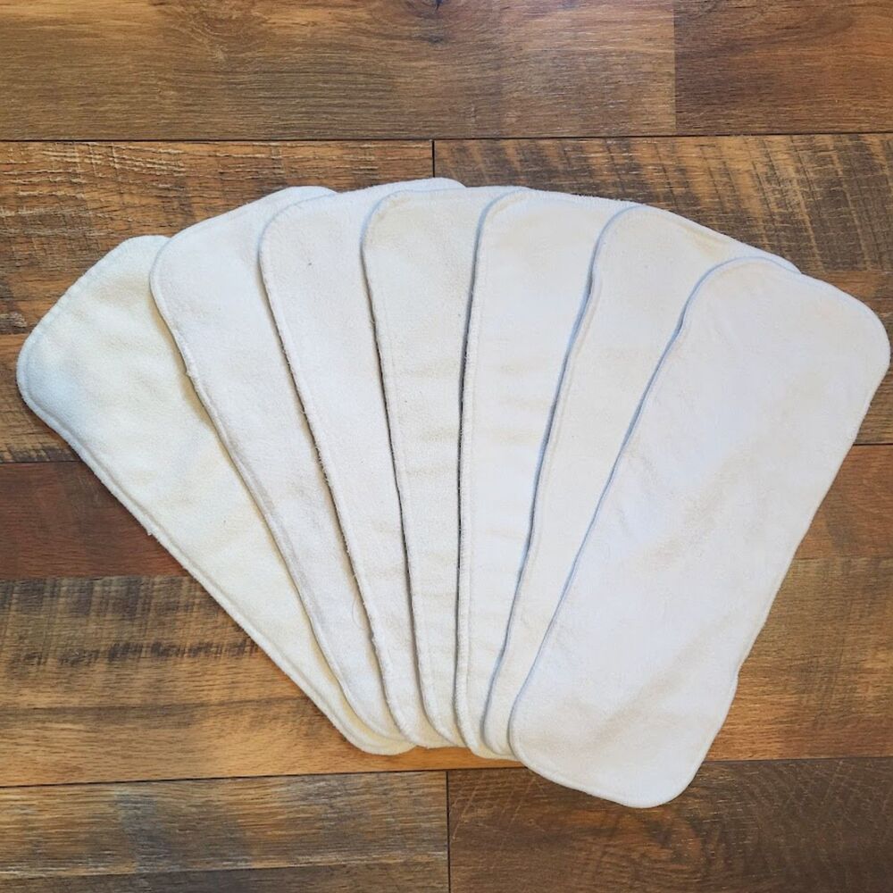 Lot of 7 Bamboo Cloth Diaper Inserts Reusable for Pockets and Covers